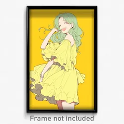 Anime Art Poster - Woman Feeling Relieved Wearing Large Layered Dress (Print)