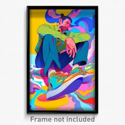 Anime Art Poster - Man Feeling Annoyance Wearing Burly Shoe Dangle (Print)