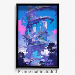 Art Poster - Glitchy Causeway (Psychedelic Trippy Weird 11x17 Print)