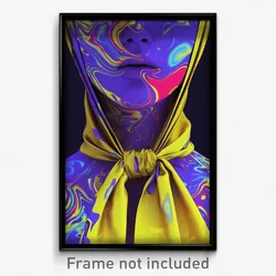 Art Poster - Woman Feeling Tension Wearing Odd Yellow Neckerchief (Print)