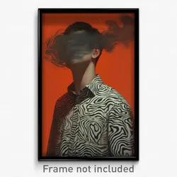 Art Poster - Man Feeling Cruelty Wearing Colorless Print Shirt (Print)
