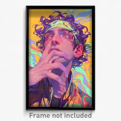 Art Poster - Man Feeling Optimistic Wearing Studious Sweatband (Print)