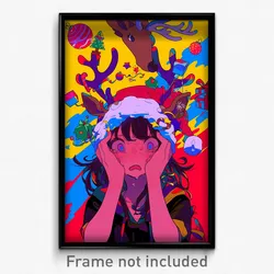 Anime Art Poster - Girl Feeling Despair Wearing Bright Santa Hat (Print)
