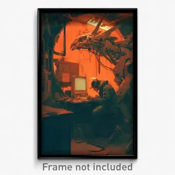 Art Poster - A Steampunk Robot Repairing Itself