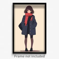 Art Poster - Girl Feeling Self Loathing Wearing Modern Winter Uniform (Print)