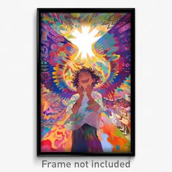 Art Poster - Boy Feeling Glee Wearing Animated Asymmetrical Wings (Print)