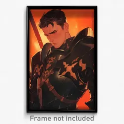 Art Poster - Man Feeling Infuriated Wearing Astonishing Black Armor (Print)