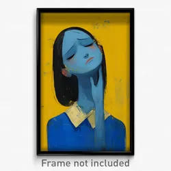 Art Poster - Woman Feeling Self Loathing, Reasonable Blue Neckwear (Print)