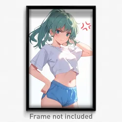 Anime Art Poster - Girl Feeling Angry Wearing Buoyant Blue Shorts (Print)