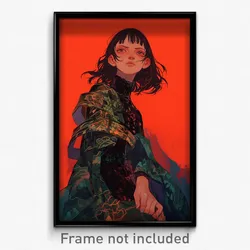 Art Poster - Girl Feeling Self Conscious Wearing Jagged Sash (Print)