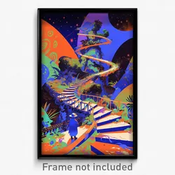 Art Poster - Adventurous Oasis (Psychedelic Trippy Weird 11x17 Print)