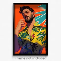 Art Poster - Man Feeling Dumbstruck Wearing Fantastic Shirt (Print)