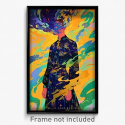 Anime Art Poster - Man Feeling Contentment Wearing Oddball Frilled Dress (Print)