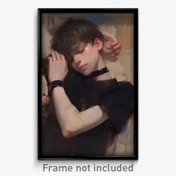 Art Poster - Boy Feeling Agitation Wearing French Black Wristband (Print)