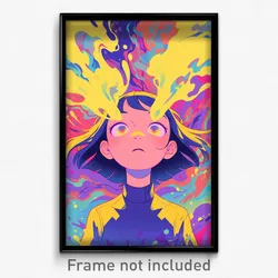 Anime Art Poster - Girl Feeling Exasperated Wearing Active Yellow Wings (Print)