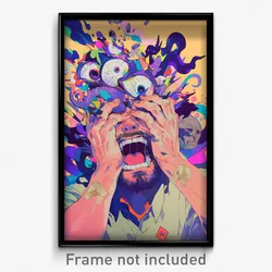 Anime Art Poster - Man Feeling Aggressive Wearing Animated Hairband (Print)