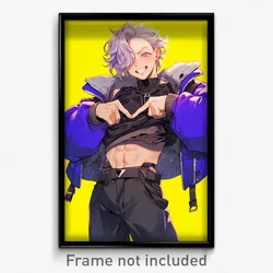 Anime Art Poster - Boy Feeling Pleased Wearing Triangular Biker Clothes (Print)