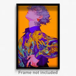 Art Poster - Boy Feeling Indignant Wearing Quaint Purple Shirt (Print)