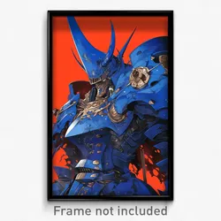 Anime Art Poster - Man Feeling Vicious Wearing Elaborate Blue Armor (Print)