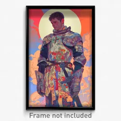 Art Poster - Man Feeling Annoyed Wearing Simplistic Plate Armor (Print)
