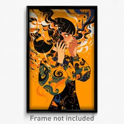 Art Poster - Woman Feeling Annoyed Wearing Yellow Juliet Sleeves (Print)