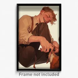 Anime Art Poster - Man Feeling Excitement Wearing Quaint Brown Footwear (Print)