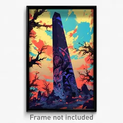 Art Poster - Warlike Obelisk (Psychedelic Trippy Weird 11x17 Print)