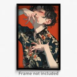 Art Poster - Boy Feeling Idleness Wearing Flamboyant Collared Shirt (Print)