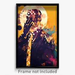 Art Poster - Man Feeling Hospitable Wearing Golden Polka Dot Ribbon (Print)