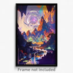 Art Poster - Pleasant Volcano (Psychedelic Trippy Weird 11x17 Print)