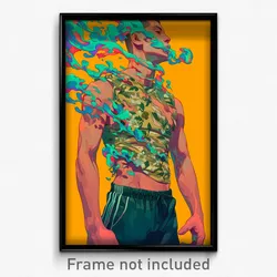 Art Poster - Man Feeling Passion Wearing Tattered Crop Top Overhang (Print)
