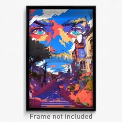 Art Poster - Wire Frame Glitchy Anchorage (Psychedelic Trippy Weird 11x17 Print)