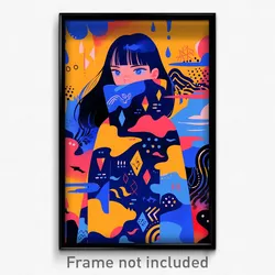 Anime Art Poster - Woman Feeling Miserliness Wearing Wobbly Blue Coat (Print)