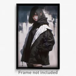 Art Poster - Girl Feeling Self Understanding, Second Hand Two Tone Jacket