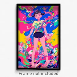 Anime Art Poster - Woman Feeling Glee Wearing Old Short Shorts (Print)