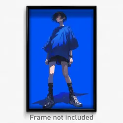 Anime Art Poster - Boy Feeling Alienation, Simple Mismatched Legwear (Print)