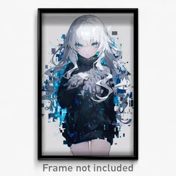 Anime Art Poster - Girl Feeling Numb Wearing Immaterial Grey Leota (Art Print)