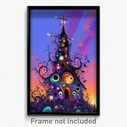 Art Poster - Squiggly Chapel (Psychedelic Trippy Weird 11x17 Print)