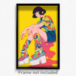 Anime Art Poster - Girl Feeling Sullenness Wearing Oddball Ankle Strap (Print)