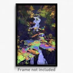Art Poster - Spotted Waterfall (Psychedelic Trippy Weird 11x17 Cartoon Print)