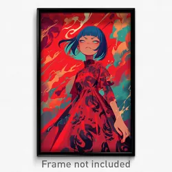 Anime Art Poster - Girl Feeling Grumpiness Wearing Expensive Red Dress (Print)