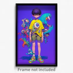 Anime Art Poster - Boy Feeling Worried Wearing Heavenly Puffy Shorts (Print)