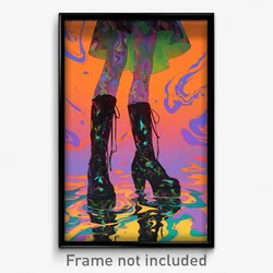 Anime Art Poster - Woman Feeling Disappointment, Fluid Lace Up Boots (Print)