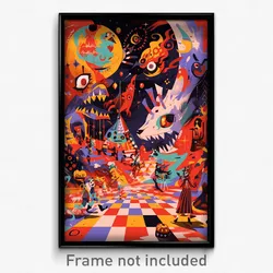 Art Poster - Quirky Circus (Psychedelic Trippy Weird 11x17 Cartoon Print)