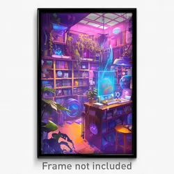 Art Poster - Ample Book Store (Psychedelic Trippy Weird 11x17 Cartoon Print)