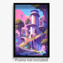 Art Poster - Rural Futuristic Architecture (Psychedelic Trippy Weird Print)