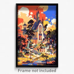 Art Poster - Vivacious Manor (Psychedelic Trippy Weird 11x17 Cartoon Print)