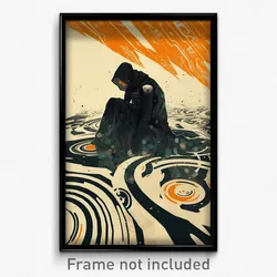 Movie Art Poster - Man Feeling Bewildered, Superb Hooded Vest (Retro Film Print)