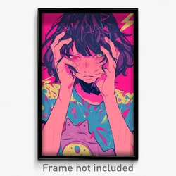 Anime Art Poster - Boy Feeling Bitter Sweetness Wearing Bumpy Pink Shirt (Print)