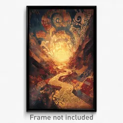 Art Poster - Golden Path (Psychedelic Trippy Weird 11x17 Cartoon Print)